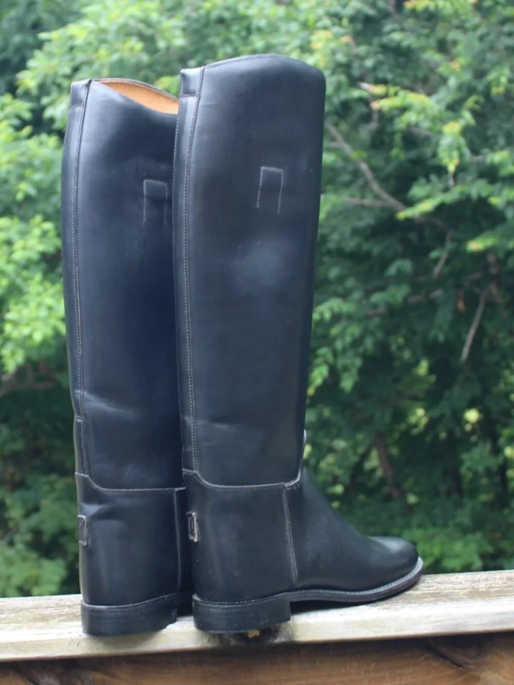 Equestrian Riding Boots Boston-Made Stock DRESS Leather Tall Handtooled1983 7.5C